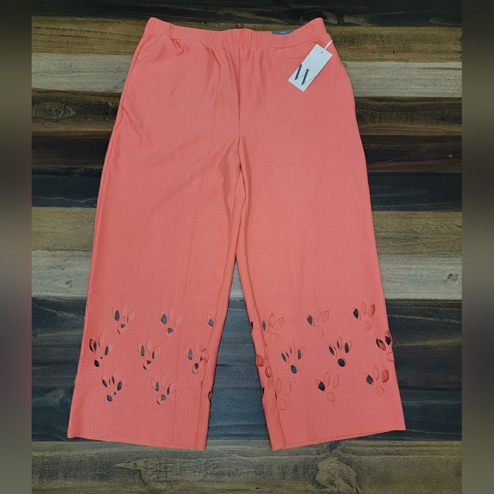 Worthington Summer Capri Straight Pull-on Pants Georgi Peach Color Size L